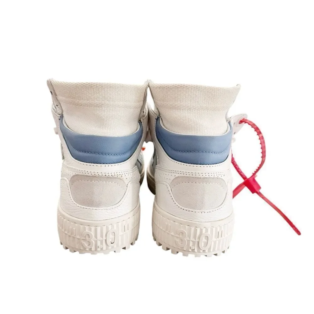 RARE OFF-WHITE 3.0 Off-Court Lace Up Sneakers in White/Blue/Orange